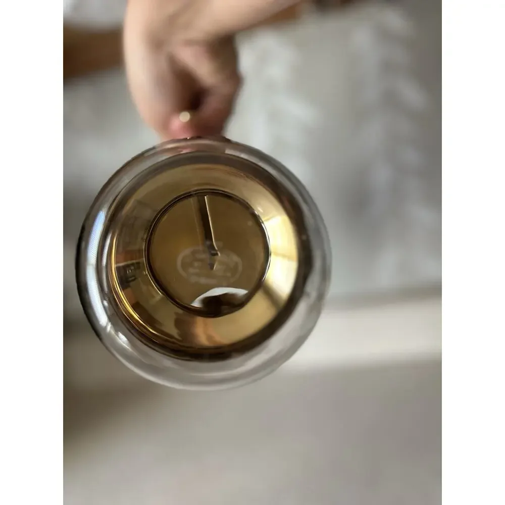 Clear Glass Coffee Pot Carafe w/ Gold-Tone Metal Lid & Handle, Solid